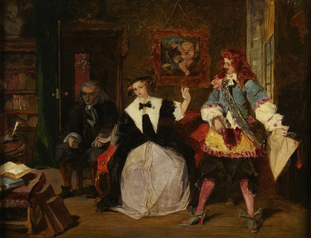 Madame De Maintenon And Scarron Wall Art by Augustus Leopold Egg - High-Resolution Digital Print