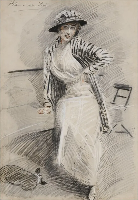 Madame Paris Assise Sur Une Banquette