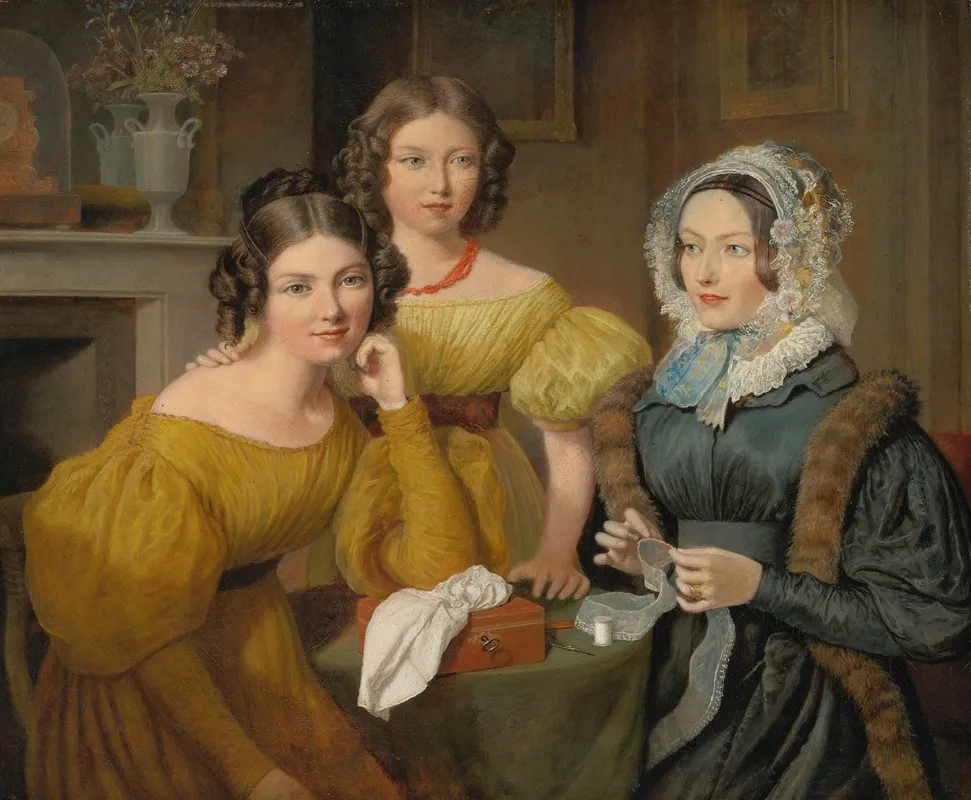 Madame Vieyres And Her Daughters Wall Art by Jacques-Laurent Agasse - High-Resolution Digital Print