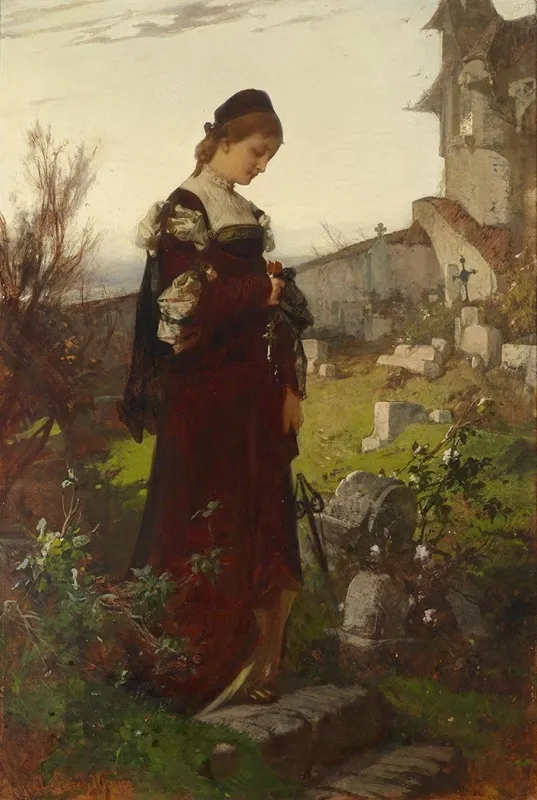 Madchen Auf Einem Friedhof