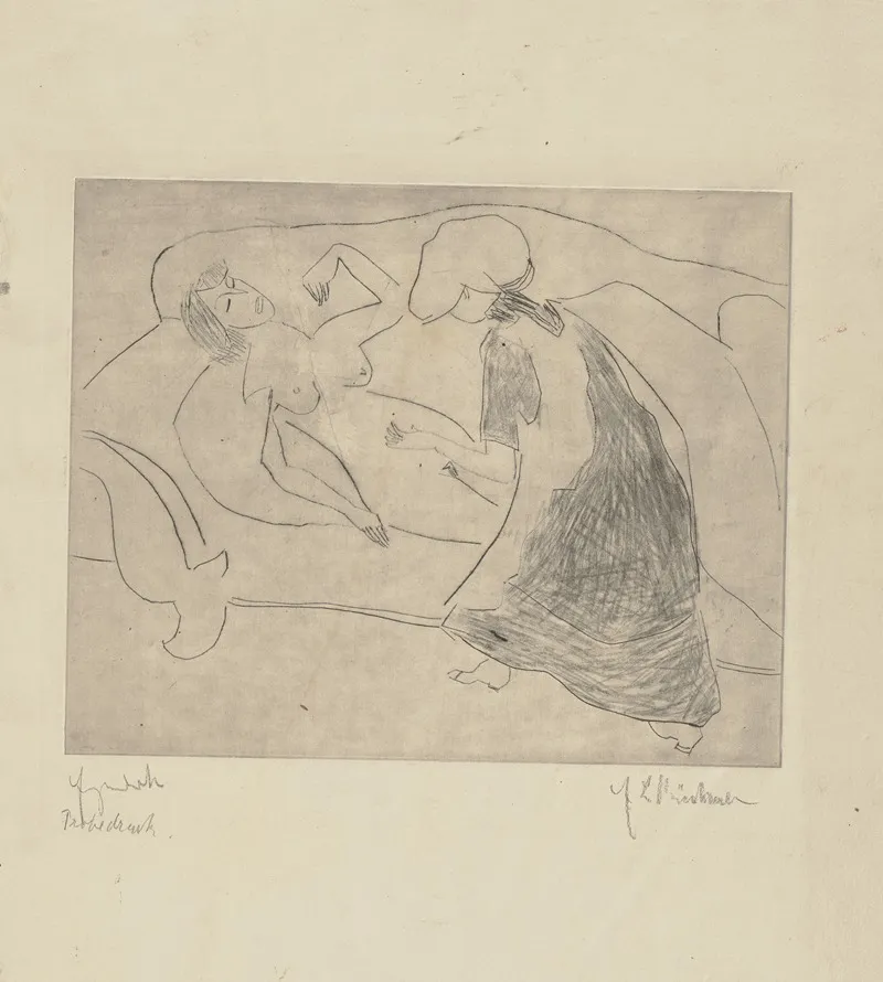 Madchen Einer Anderen Den Bauch Frottierend Wall Art by Ernst Ludwig Kirchner - High-Resolution Digital Print