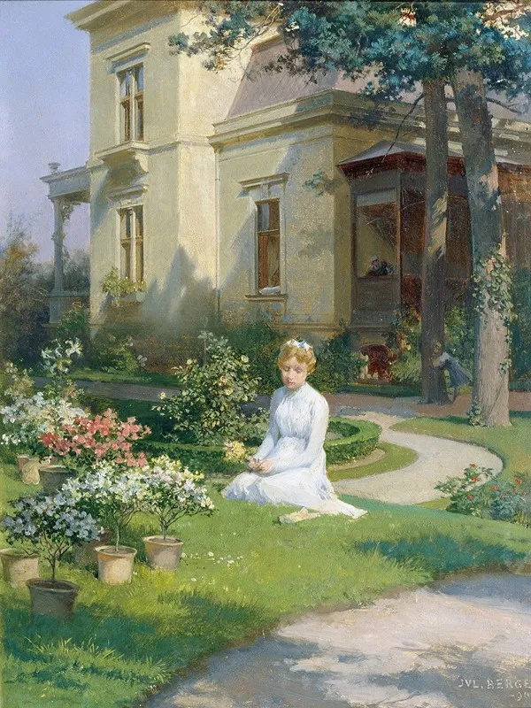 Madchen Im Garten Einer Villa Wall Art by Julius Victor Berger - High-Resolution Digital Print