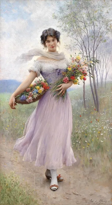 Madchen In Fliederfarbenem Kleid