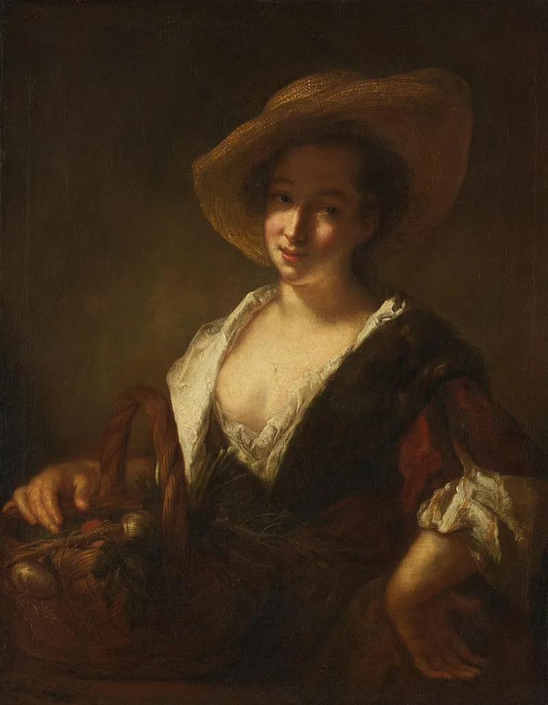 Madchen Mit Einem Gemusekorb Wall Art by Antoine Pesne - High-Resolution Digital Print