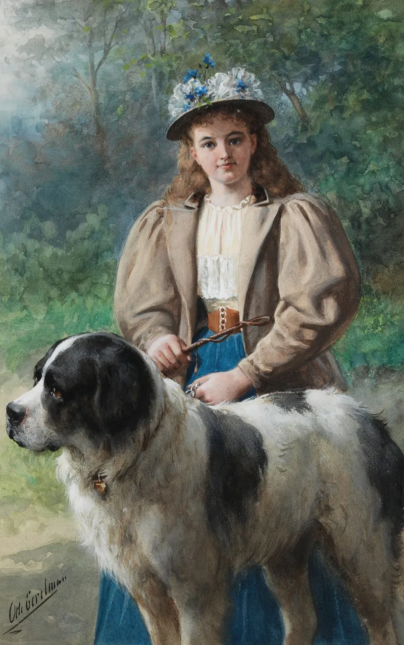 Madchen Mit Hund 2 Wall Art by Otto Eerelman - High-Resolution Digital Print