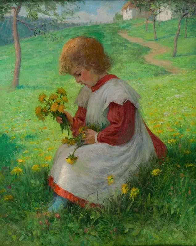 Madchen Mit Lowenzahn Wall Art by Ernst Payer - High-Resolution Digital Print