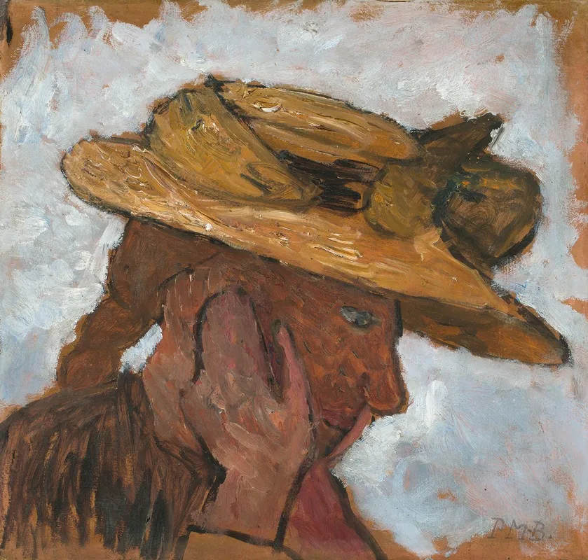 Madchen Mit Strohhut Im Profil Nach Rechts Wall Art by Paula Modersohn-Becker - High-Resolution Digital Print