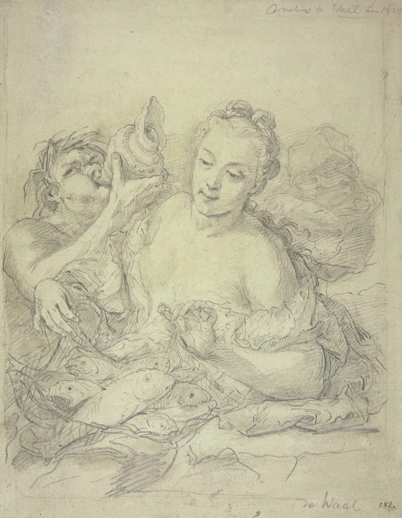 Madchen Mit Triton Und Fischen