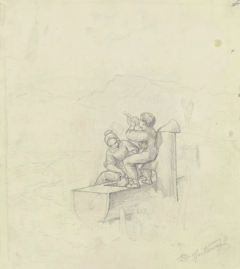 Madchen Und Junge Am Brunnen