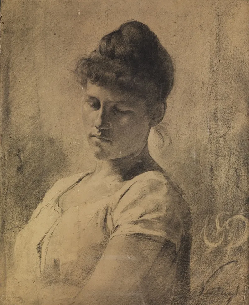 Madchenportrait Kohlezeichnung