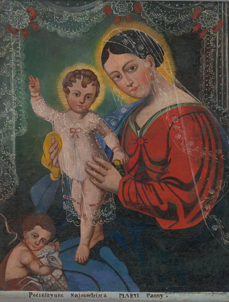 Madona S Jeziskom A Janom Krstitelom Wall Art by Wincenty Chrząstkiewicz - High-Resolution Digital Print
