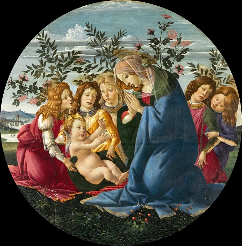 Madonna Adoring The Child With Five Angels