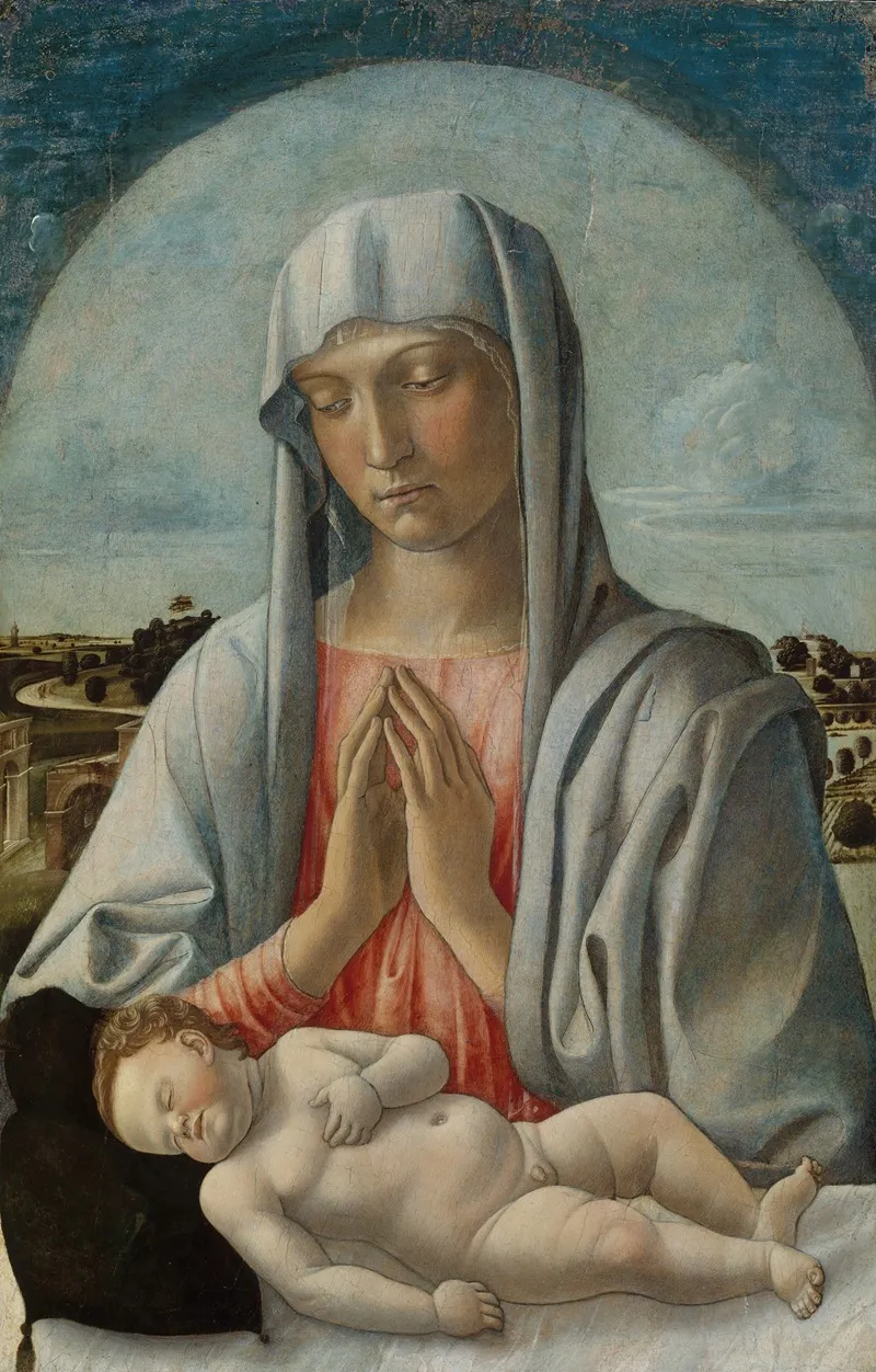 Madonna Adoring The Sleeping Child Wall Art by Giovanni Bellini - High-Resolution Digital Print