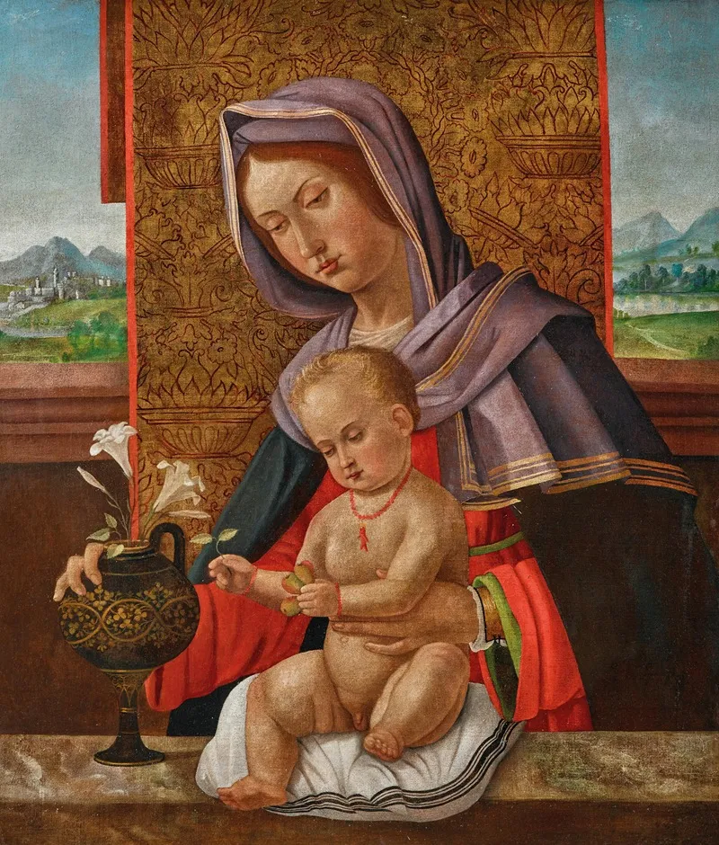 Madonna And Child A Landscape Beyond Wall Art by Giovanni Speranza - High-Resolution Digital Print
