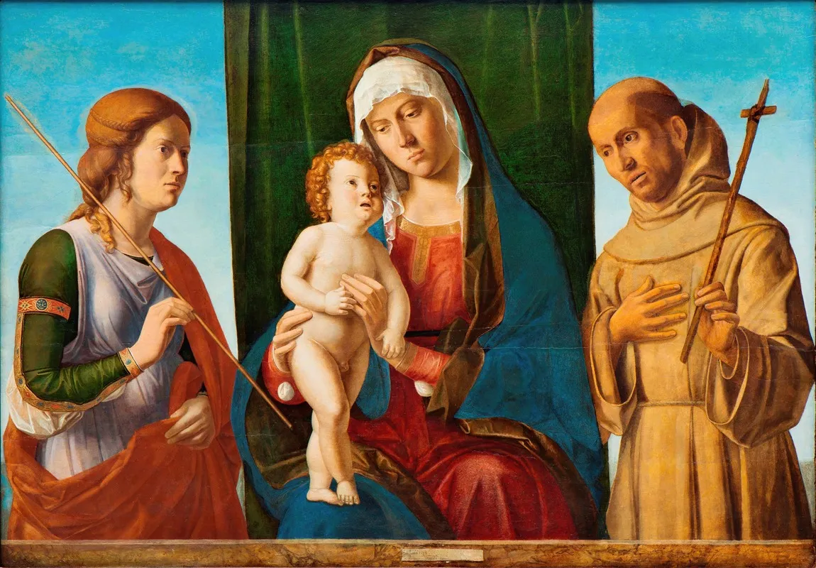 Madonna And Child Between Two Saints Wall Art by Giovanni Battista Cima da Conegliano - High-Resolution Digital Print