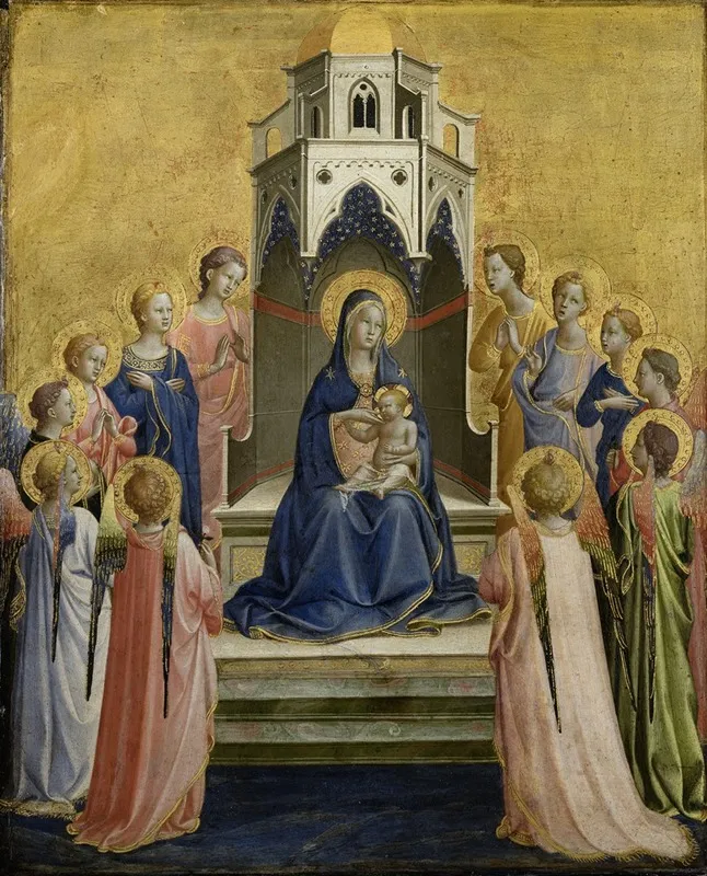 Madonna And Child Enthroned And Twelve Angels Wall Art by Fra Angelico - High-Resolution Digital Print