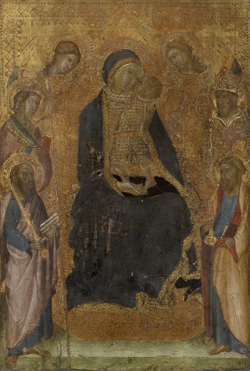 Madonna And Child Enthroned With Saints And Angels 2 Wall Art by Lippo Vanni - High-Resolution Digital Print