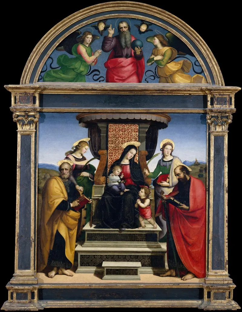 Madonna And Child Enthroned With Saints Wall Art by Raphael - High-Resolution Digital Print