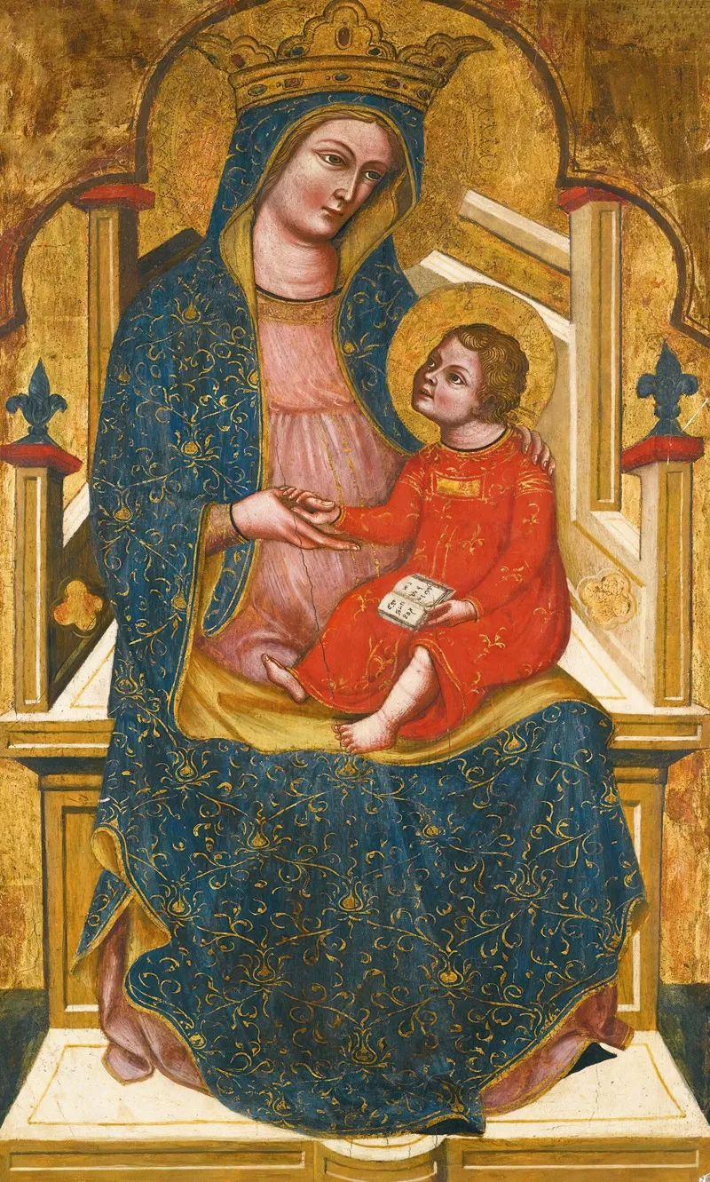 Madonna And Child Enthroned Wall Art by Master of the Pesaro Crucifix - High-Resolution Digital Print