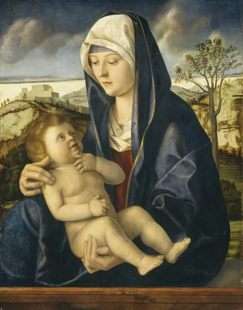 Madonna And Child In A Landscape 3 Wall Art by Workshop of Giovanni Bellini - High-Resolution Digital Print