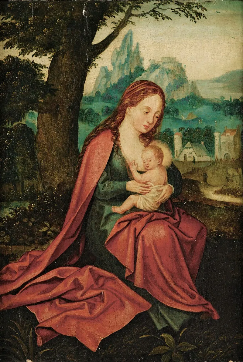 Madonna And Child In A Landscape 4 Wall Art by Circle of Joachim Patinir - High-Resolution Digital Print