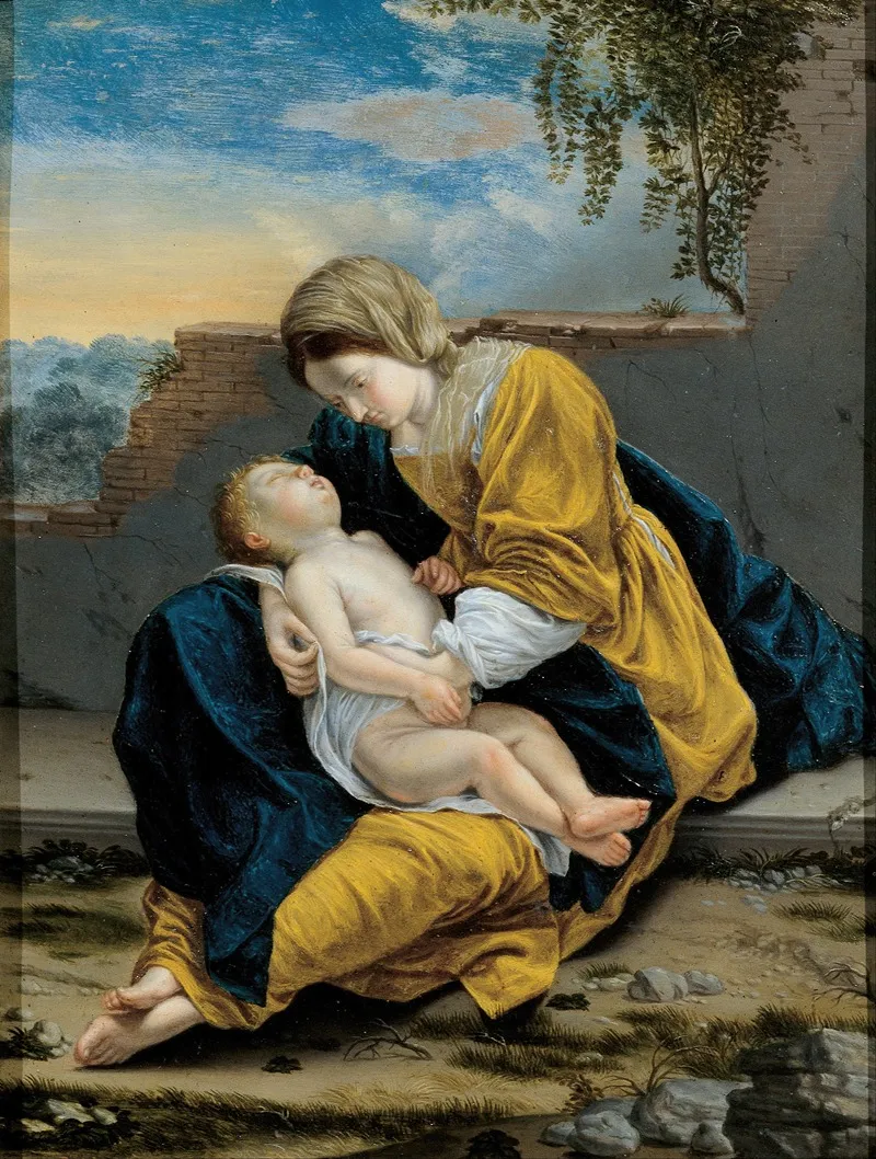 Madonna And Child In A Landscape 6 Wall Art by Orazio Gentileschi - High-Resolution Digital Print