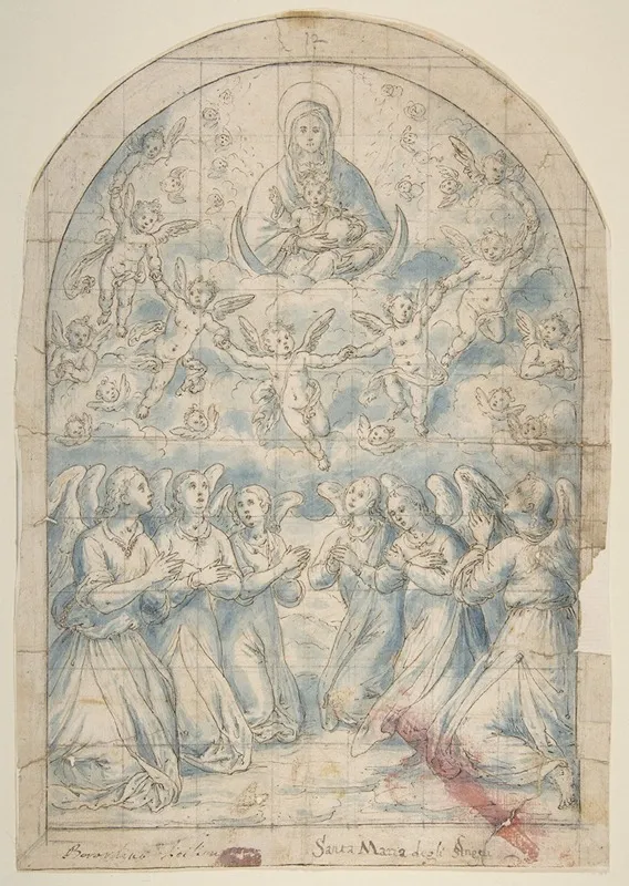 Madonna And Child In Glory Adored By Angels