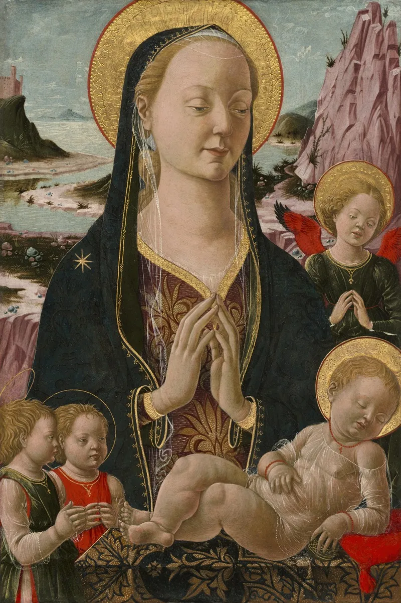 Madonna And Child With Angels 8 Wall Art by Ferrarese 15th Century - High-Resolution Digital Print