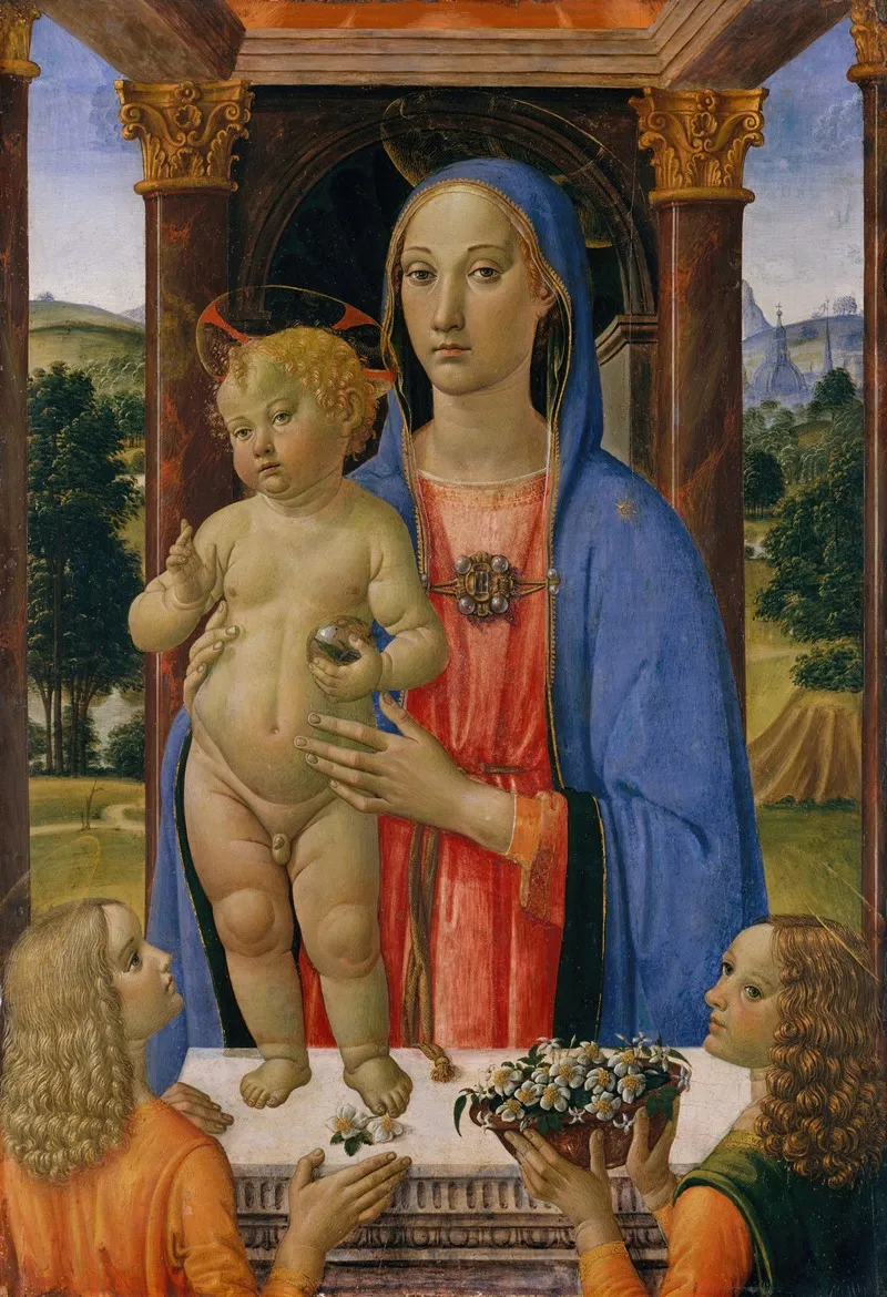 Madonna And Child With Angels 9 Wall Art by Cosimo Rosselli - High-Resolution Digital Print