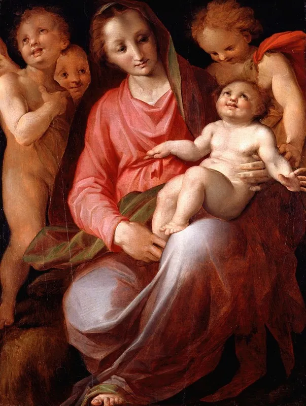 Madonna And Child With Infant St John Wall Art by Tommaso d'Antonio Manzuoli - High-Resolution Digital Print