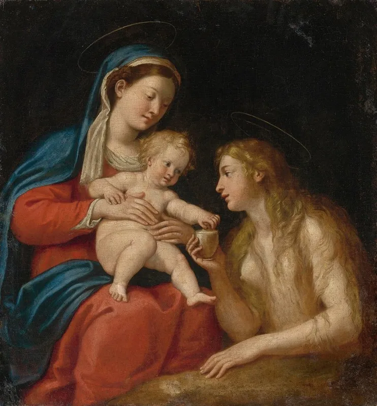 Madonna And Child With Mary Magdalene Wall Art by Francesco Albani - High-Resolution Digital Print