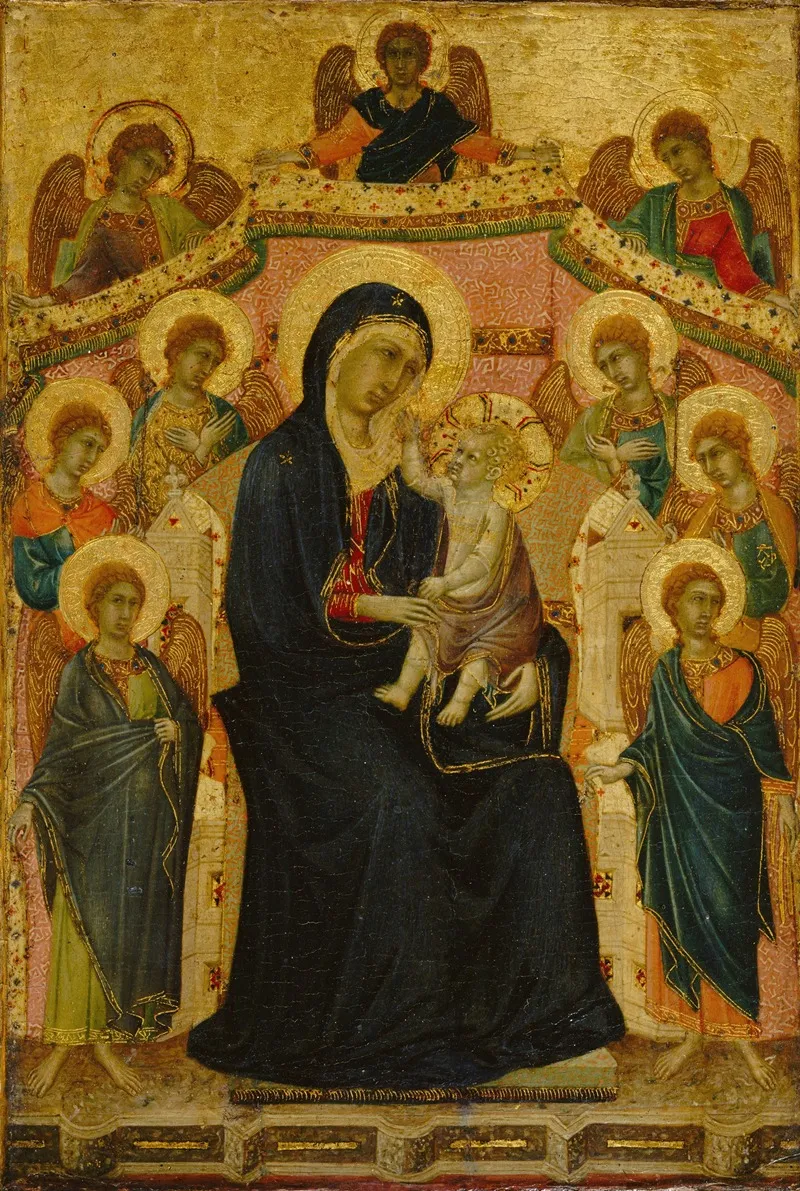 Madonna And Child With Nine Angels Wall Art by Segna di Buonaventura - High-Resolution Digital Print