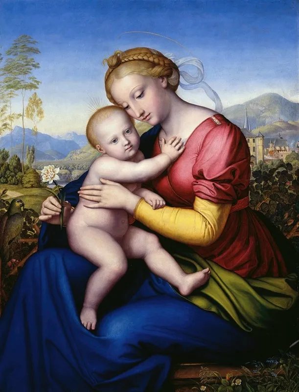Madonna And Child With Parrot Wall Art by Jacob Götzenberger - High-Resolution Digital Print