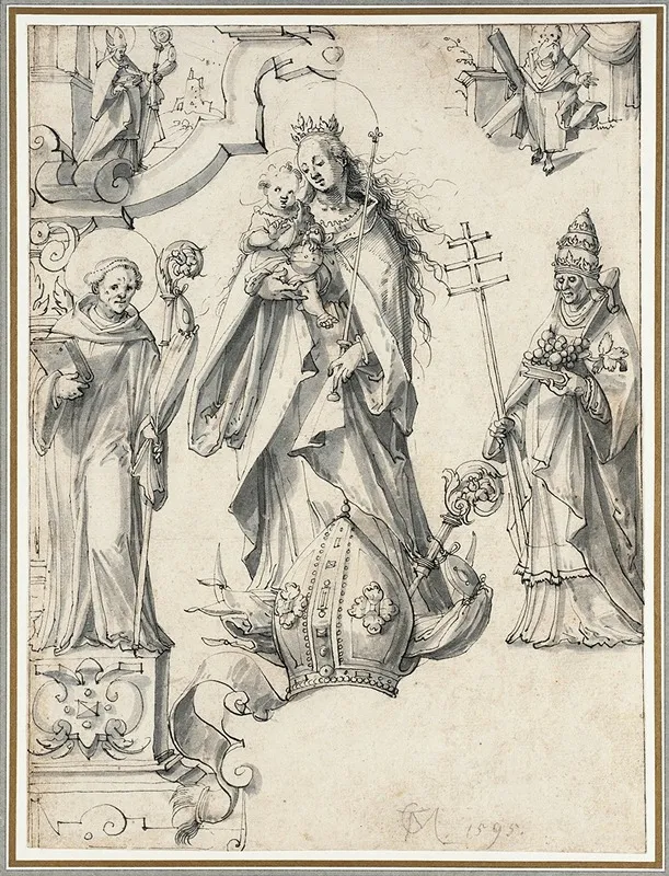 Madonna And Child With Pope And Bishop Saint