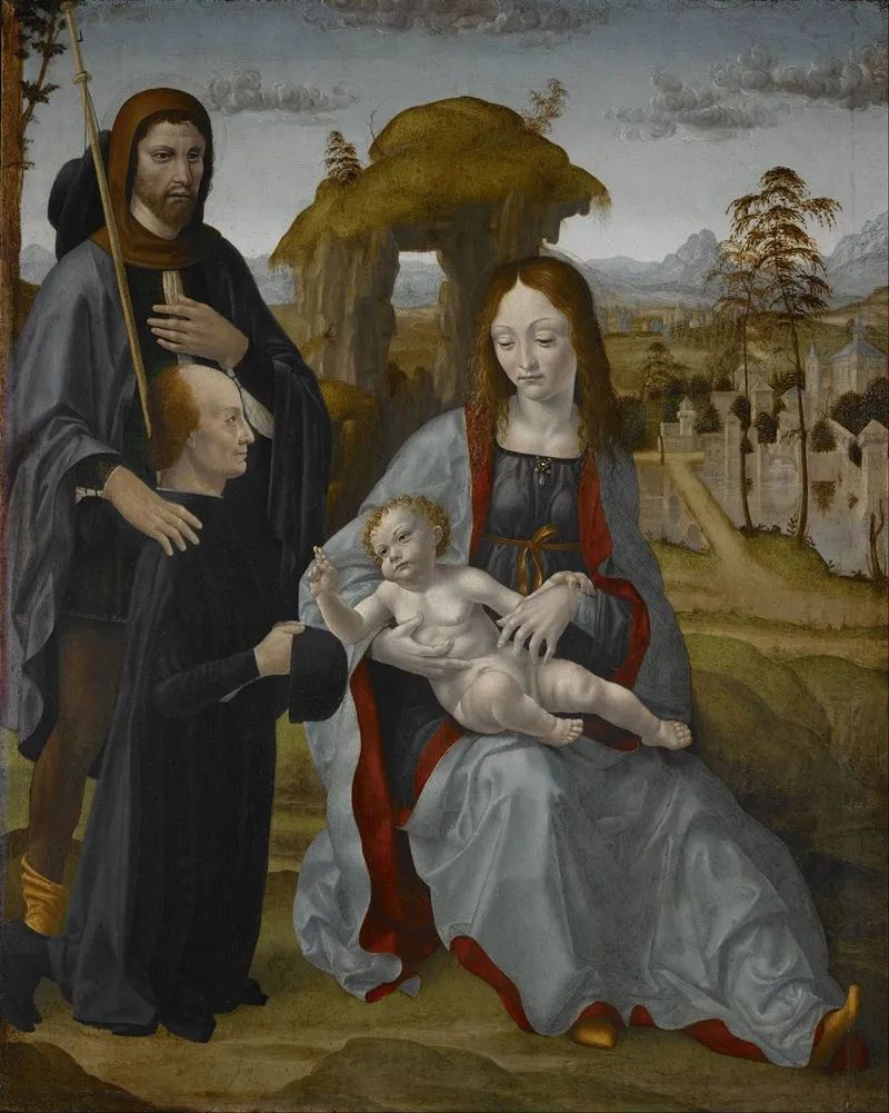 Madonna And Child With Saint And A Donor 2 Wall Art by Master of the Sforza Altarpiece - High-Resolution Digital Print