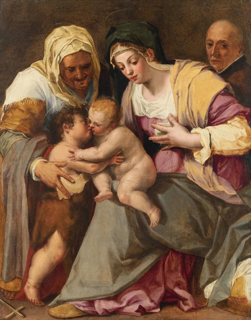 Madonna And Child With Saint Elisabeth The Infant Saint John The Baptist And A Jesuit Wall Art by Peter Candid - High-Resolution Digital Print