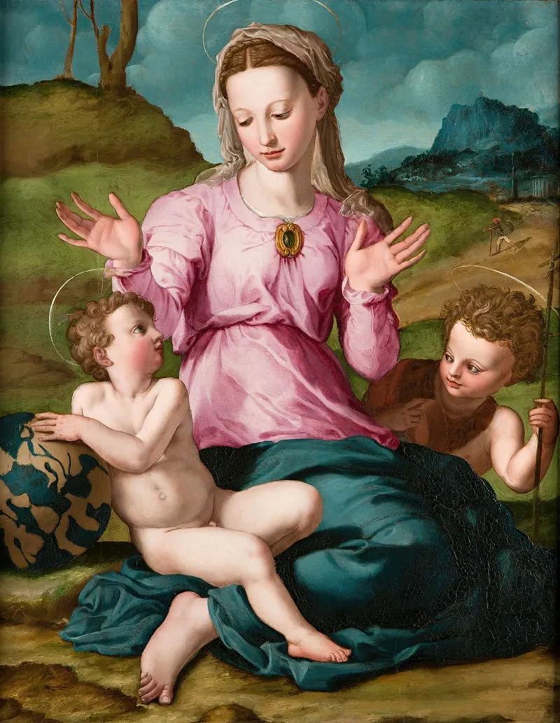 Madonna And Child With Saint John The Baptist 3 Wall Art by Agnolo Bronzino - Canvas Print