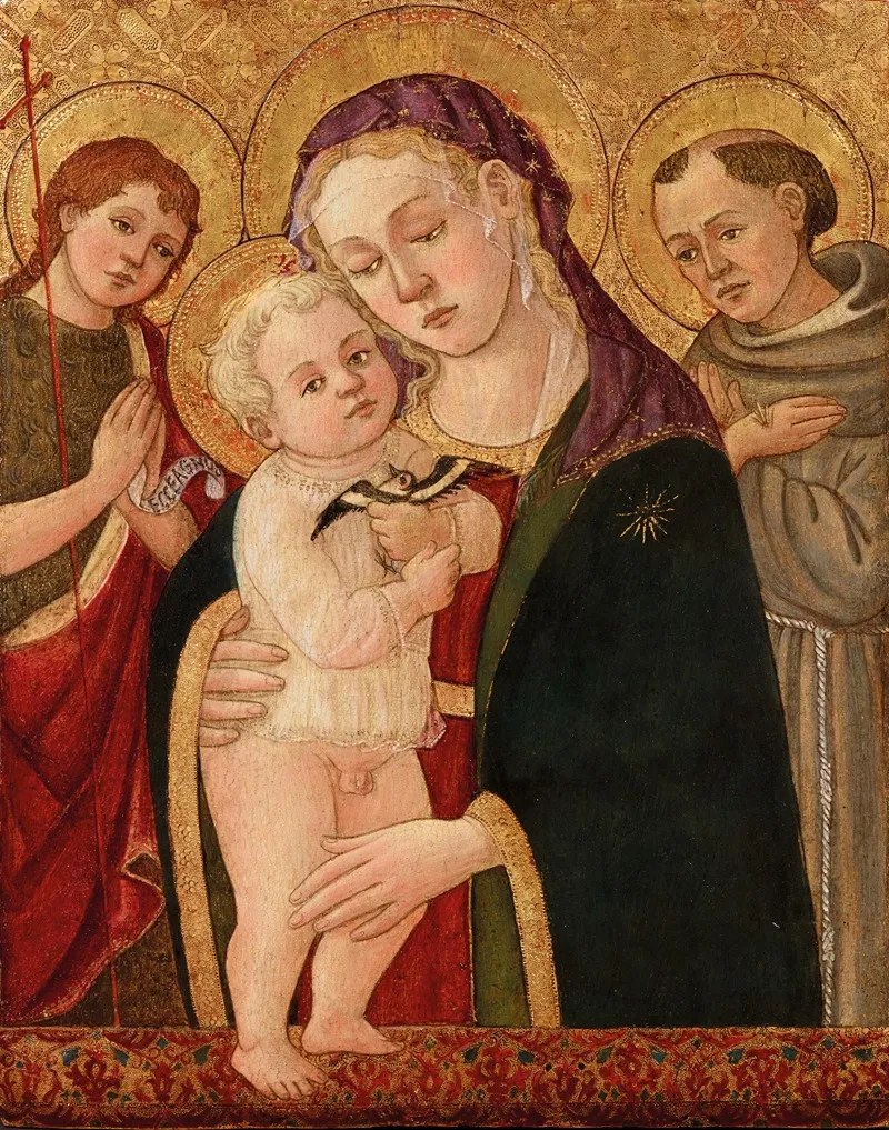 Madonna And Child With Saint John The Baptist And Saint Francis Wall Art by Domenico di Zanobi - High-Resolution Digital Print