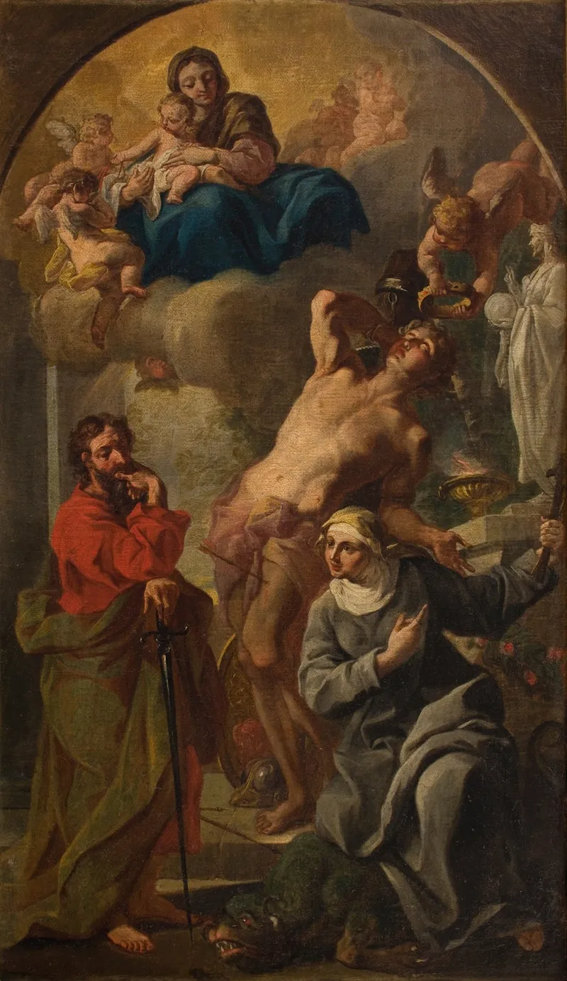 Madonna And Child With Saints Sebastian Paul And Martha Acceptance Of Saint Sebastian Into The Group Of Holy Martyrs