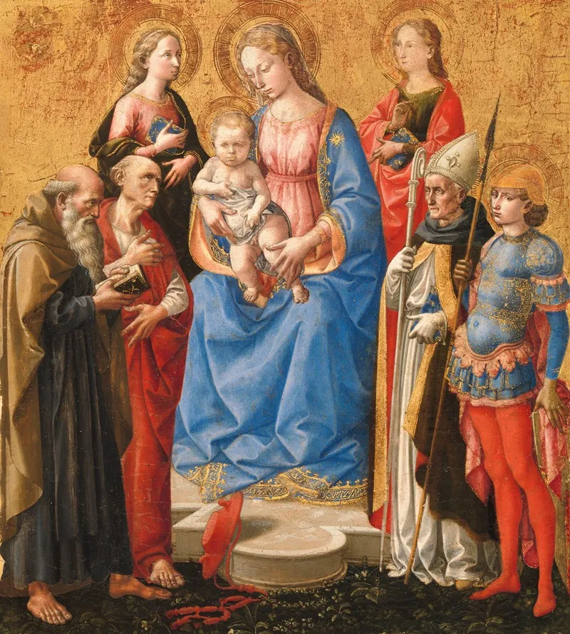 Madonna And Child With Six Saints Wall Art by Francesco Pesellino - High-Resolution Digital Print