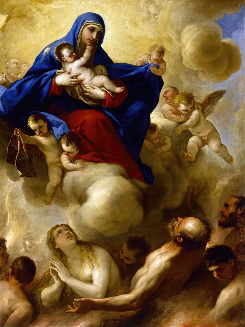 Madonna And Child With Souls In Purgatory Wall Art by Luca Giodarno - High-Resolution Digital Print