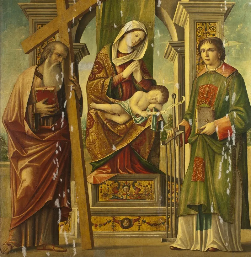 Madonna And Child With St Andrew And St Lawrence Wall Art by Niccolo Rondinelli - High-Resolution Digital Print