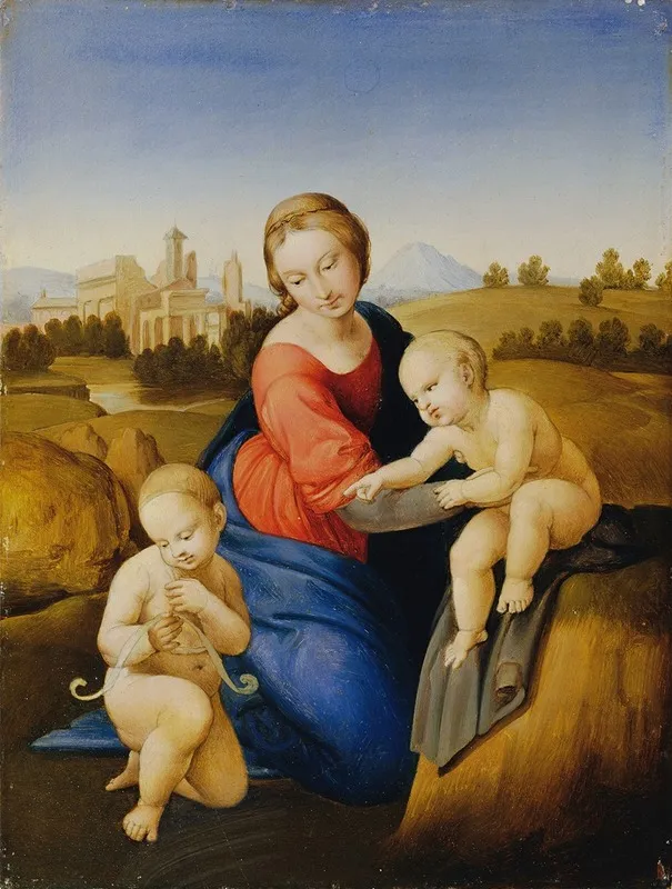 Madonna And Child With St John The Boy Wall Art by Johann Evangelist Scheffer von Leonhardshoff - High-Resolution Digital Print