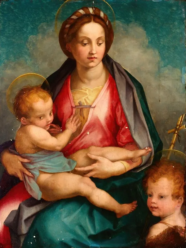 Madonna And Child With St John Wall Art by Andrea del Sarto - High-Resolution Digital Print
