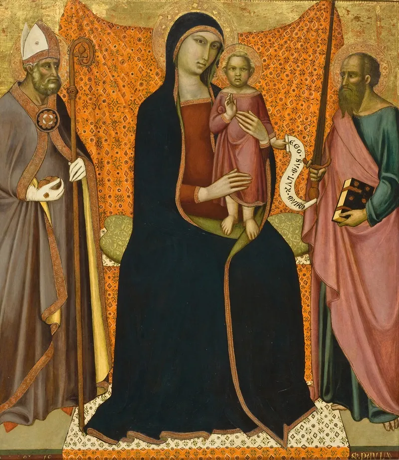 Madonna And Child With Sts Nicholas And Paul Wall Art by Luca di Tommè - High-Resolution Digital Print