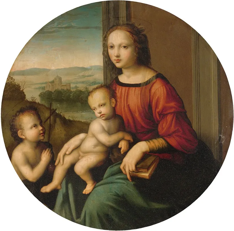 Madonna And Child With The Infant Saint John The Baptist 15 Wall Art by Master of the Scandicci Lamentation - High-Resolution Digital Print