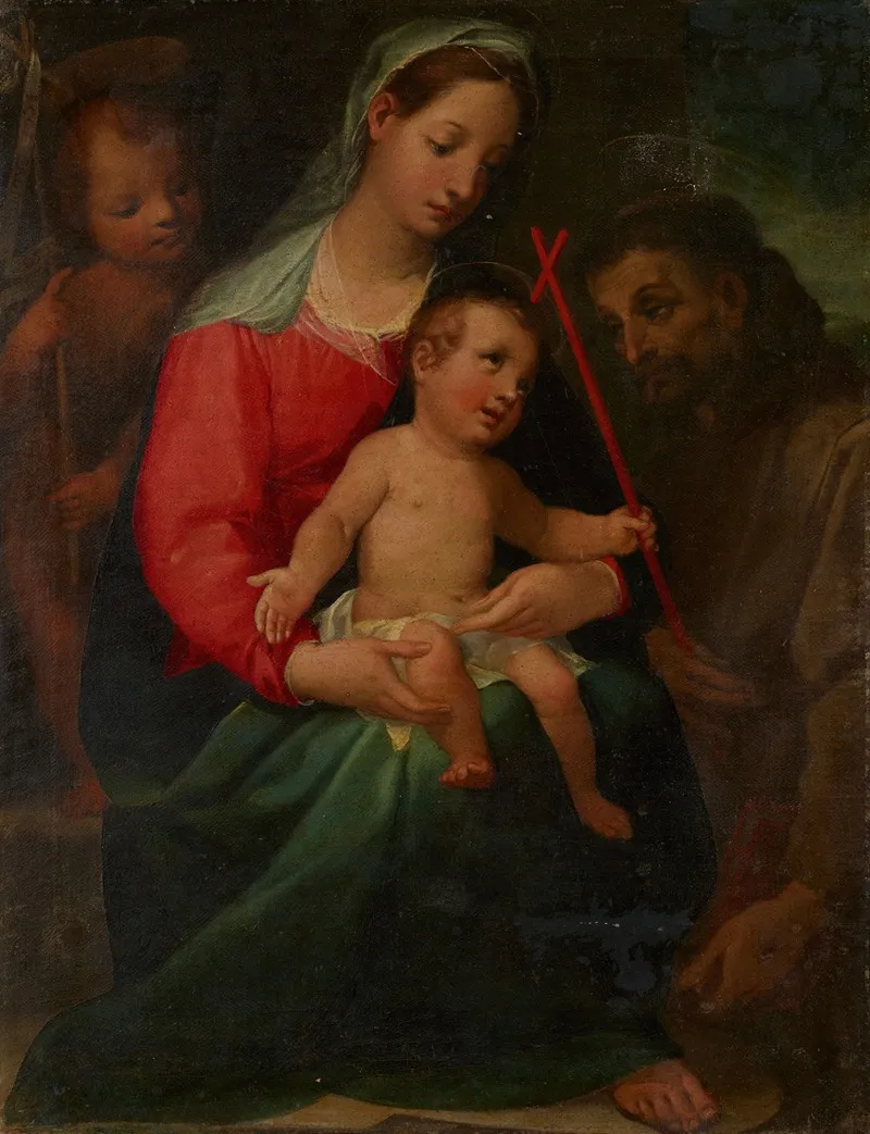 Madonna And Child With The Infant Saint John The Baptist And Saint Francis Wall Art by Vincenzo Rustici - High-Resolution Digital Print