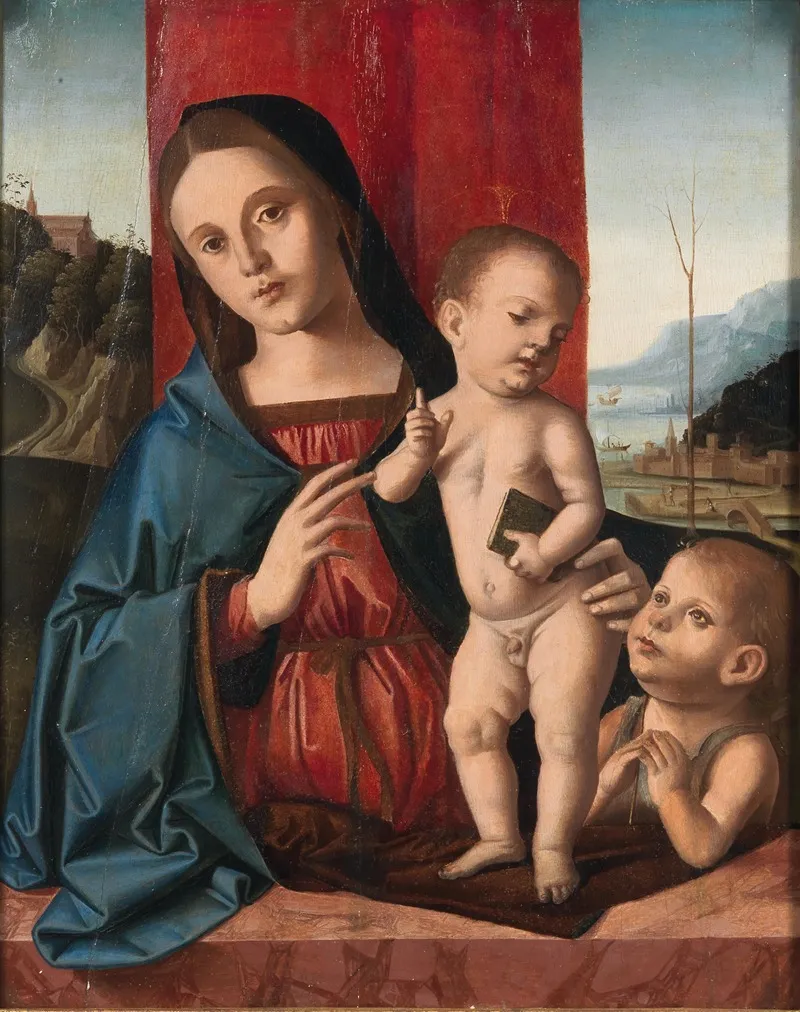 Madonna And Child With The Infant Saint John Wall Art by Marco Palmezzano and Workshop - High-Resolution Digital Print