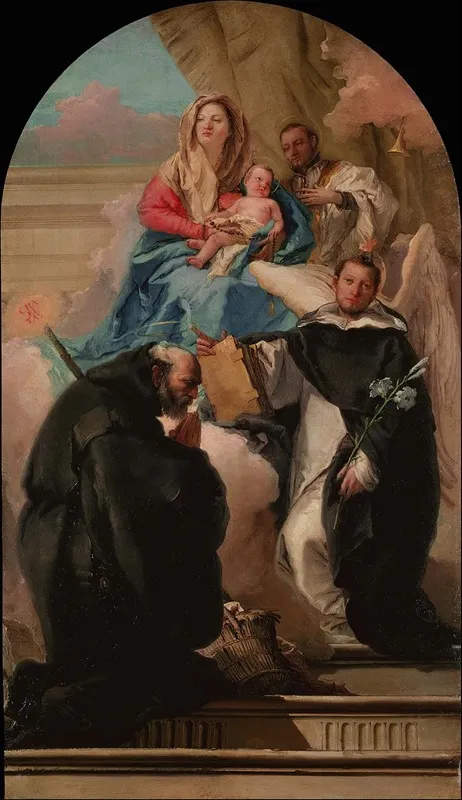 Madonna And Child With Three Saints Wall Art by Giovanni Domenico Tiepolo - High-Resolution Digital Print