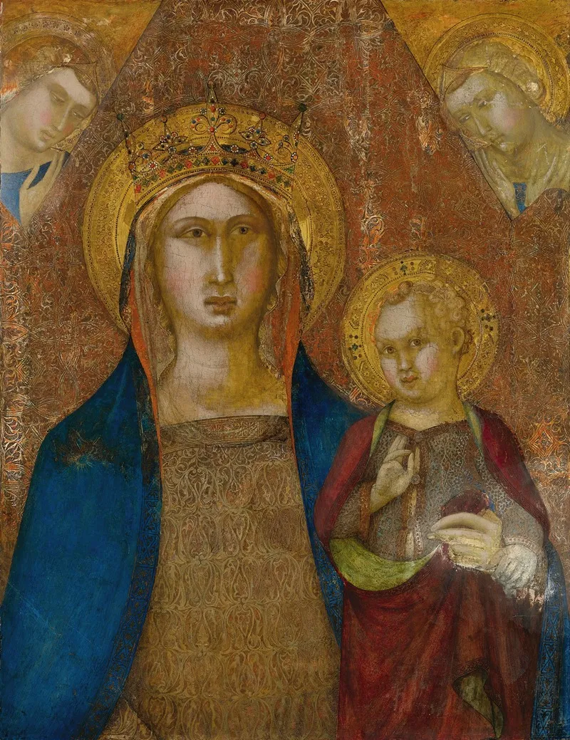 Madonna And Child With Two Angels 2 Wall Art by Niccolò di ser Sozzo Tegliacci - High-Resolution Digital Print
